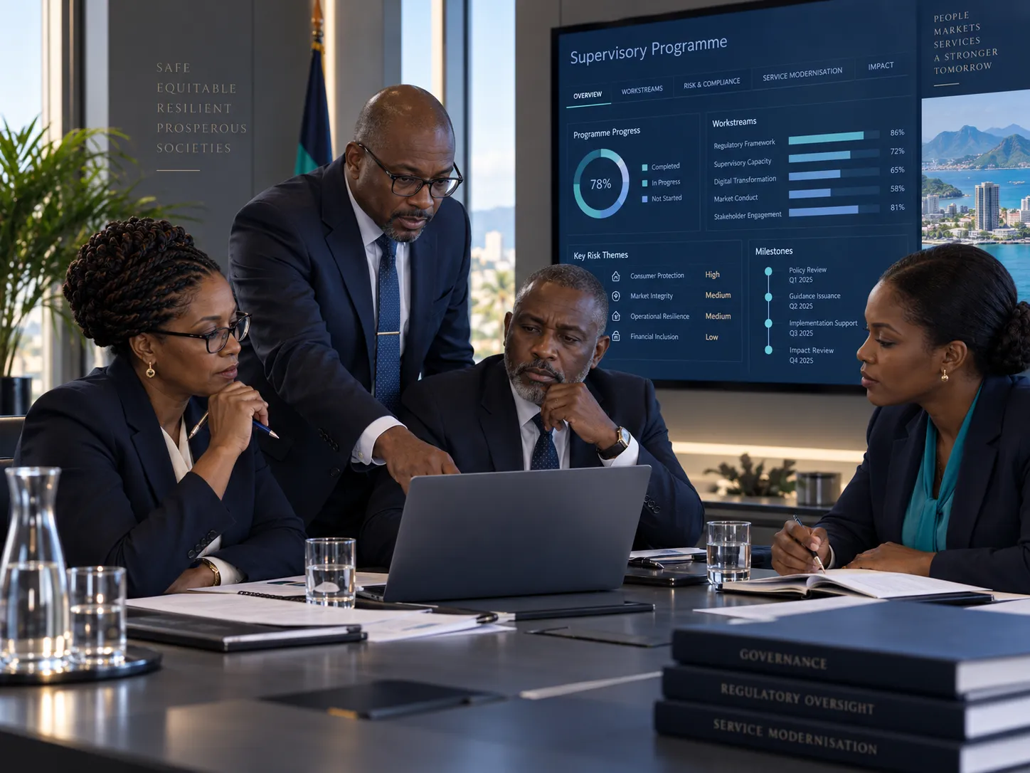 Authority leadership and working group reviewing a modernization programme